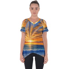 Sunset Scenic View Photography Cut Out Side Drop Tee by GardenOfOphir