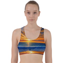 Sunset Scenic View Photography Back Weave Sports Bra by GardenOfOphir