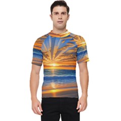 Sunset Scenic View Photography Men s Short Sleeve Rash Guard by GardenOfOphir