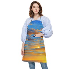 Orange Sunset On The Beach Pocket Apron