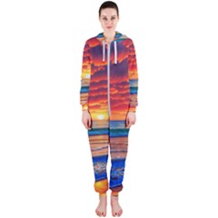 Sunset Over The Ocean Hooded Jumpsuit (ladies) by GardenOfOphir