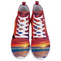 Sunset Over The Ocean Men s Lightweight High Top Sneakers by GardenOfOphir