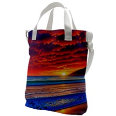 Sunset Over The Ocean Canvas Messenger Bag by GardenOfOphir