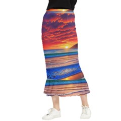 Sunset Over The Ocean Maxi Fishtail Chiffon Skirt by GardenOfOphir