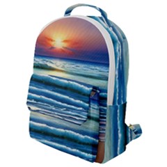 Sunset Beach Waves Flap Pocket Backpack (small) by GardenOfOphir