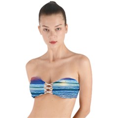 Sunset Beach Waves Twist Bandeau Bikini Top by GardenOfOphir