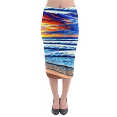 Sandy Beach Dreams Midi Pencil Skirt