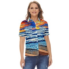 Sandy Beach Dreams Women s Short Sleeve Double Pocket Shirt