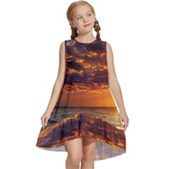 Orange Sunburst Kids  Frill Swing Dress by GardenOfOphir