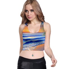 Summer Sunset Surf Racer Back Crop Top by GardenOfOphir