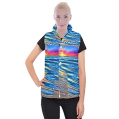 Waves Crashing On The Shore Women s Button Up Vest by GardenOfOphir