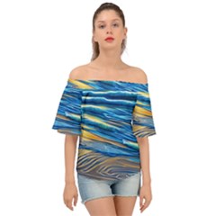 Waves Crashing On The Shore Off Shoulder Short Sleeve Top by GardenOfOphir