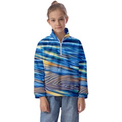 Waves Crashing On The Shore Kids  Half Zip Hoodie by GardenOfOphir