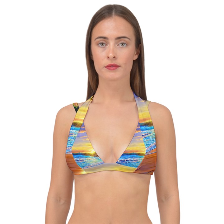 Sunrise At The Beach Double Strap Halter Bikini Top