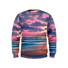 Sunset Over The Beach Kids  Sweatshirt