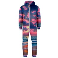 Sunset Over The Beach Hooded Jumpsuit (men) by GardenOfOphir