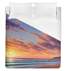 Summer Sunset Over Beach Duvet Cover (queen Size) by GardenOfOphir