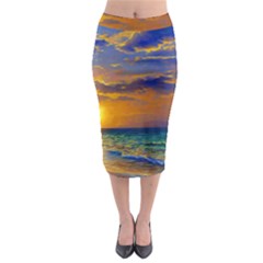 Nature Sunset Midi Pencil Skirt by GardenOfOphir