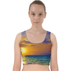 Nature Sunset Velvet Racer Back Crop Top by GardenOfOphir