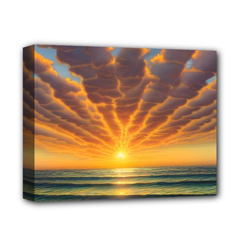 Waves At Sunset Deluxe Canvas 14  X 11  (stretched)