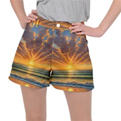 Waves At Sunset Ripstop Shorts by GardenOfOphir