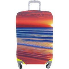 Golden Sunset Over Beach Luggage Cover (large) by GardenOfOphir