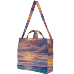 Serene Sunset Over Beach Square Shoulder Tote Bag by GardenOfOphir