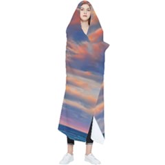 Serene Sunset Over Beach Wearable Blanket by GardenOfOphir