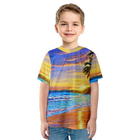 Sunrise At The Beach Kids  Sport Mesh Tee by GardenOfOphir