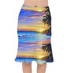 Sunrise At The Beach Short Mermaid Skirt by GardenOfOphir