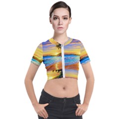 Sunrise At The Beach Short Sleeve Cropped Jacket by GardenOfOphir