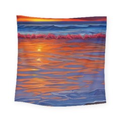 Sunset At The Beach Square Tapestry (small) by GardenOfOphir