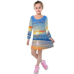 Reflecting On A Perfect Day Kids  Long Sleeve Velvet Dress