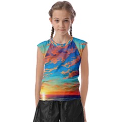 Waves Crashing On The Shore Kids  Raglan Cap Sleeve Tee by GardenOfOphir