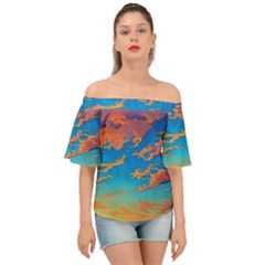 Waves Crashing On The Shore Off Shoulder Short Sleeve Top by GardenOfOphir