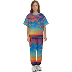 Waves Crashing On The Shore Kids  Tee And Pants Sports Set by GardenOfOphir