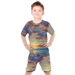 Sunrise Over The Sand Dunes Kids  Tee And Shorts Set by GardenOfOphir
