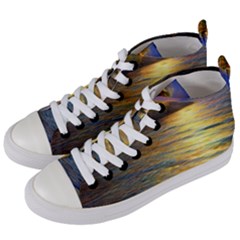 Sunset At The Surf Women s Mid-top Canvas Sneakers by GardenOfOphir