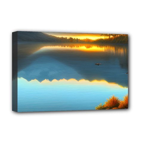 Gorgeous Lake Deluxe Canvas 18  X 12  (stretched) by GardenOfOphir