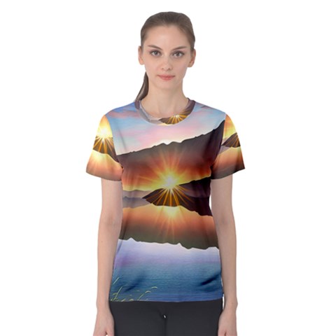 Majestic Lake Women s Sport Mesh Tee by GardenOfOphir