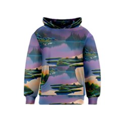 Astonishing Lake View Kids  Pullover Hoodie by GardenOfOphir