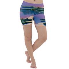 Astonishing Lake View Lightweight Velour Yoga Shorts
