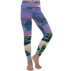 Astonishing Lake View Kids  Lightweight Velour Classic Yoga Leggings by GardenOfOphir