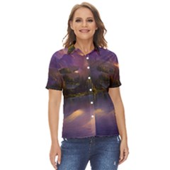 Colored Hues Sunset Women s Short Sleeve Double Pocket Shirt