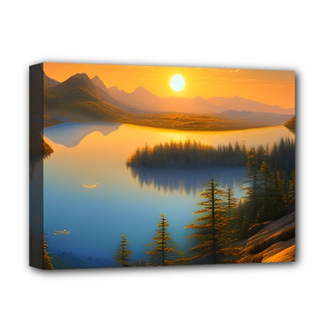 Distant Sunset Deluxe Canvas 16  X 12  (stretched) 