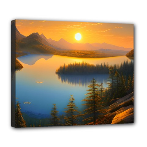 Distant Sunset Deluxe Canvas 24  X 20  (stretched) by GardenOfOphir