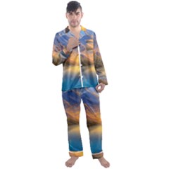 Benevolent Sunset Men s Long Sleeve Satin Pajamas Set