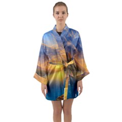 Benevolent Sunset Long Sleeve Satin Kimono by GardenOfOphir