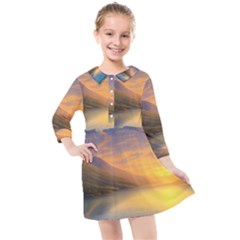 Benevolent Sunset Kids  Quarter Sleeve Shirt Dress by GardenOfOphir