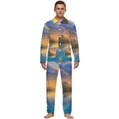 Benevolent Sunset Men s Long Sleeve Velvet Pocket Pajamas Set by GardenOfOphir